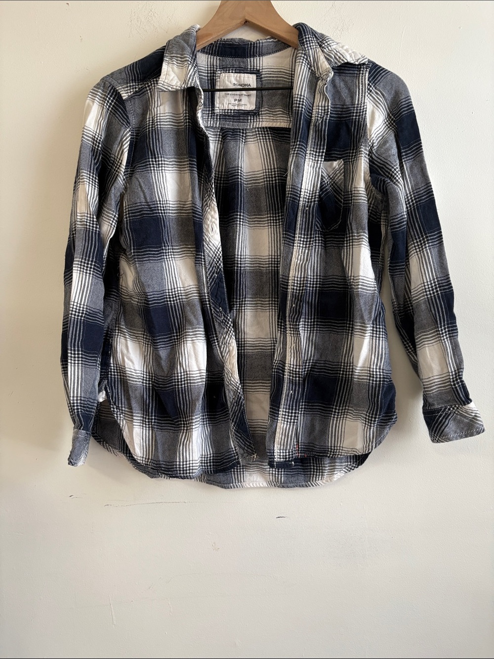Sonoma Navy & White Plaid Button-Up Shirt